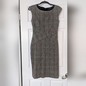 Le Chateau Brown and Gray Plaid Wool Blend Dress